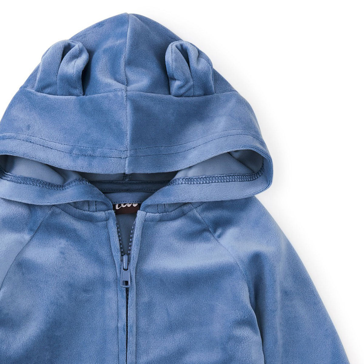 Tea Collection Bear Ears Velour Baby Hoodie - Coronet Blue
