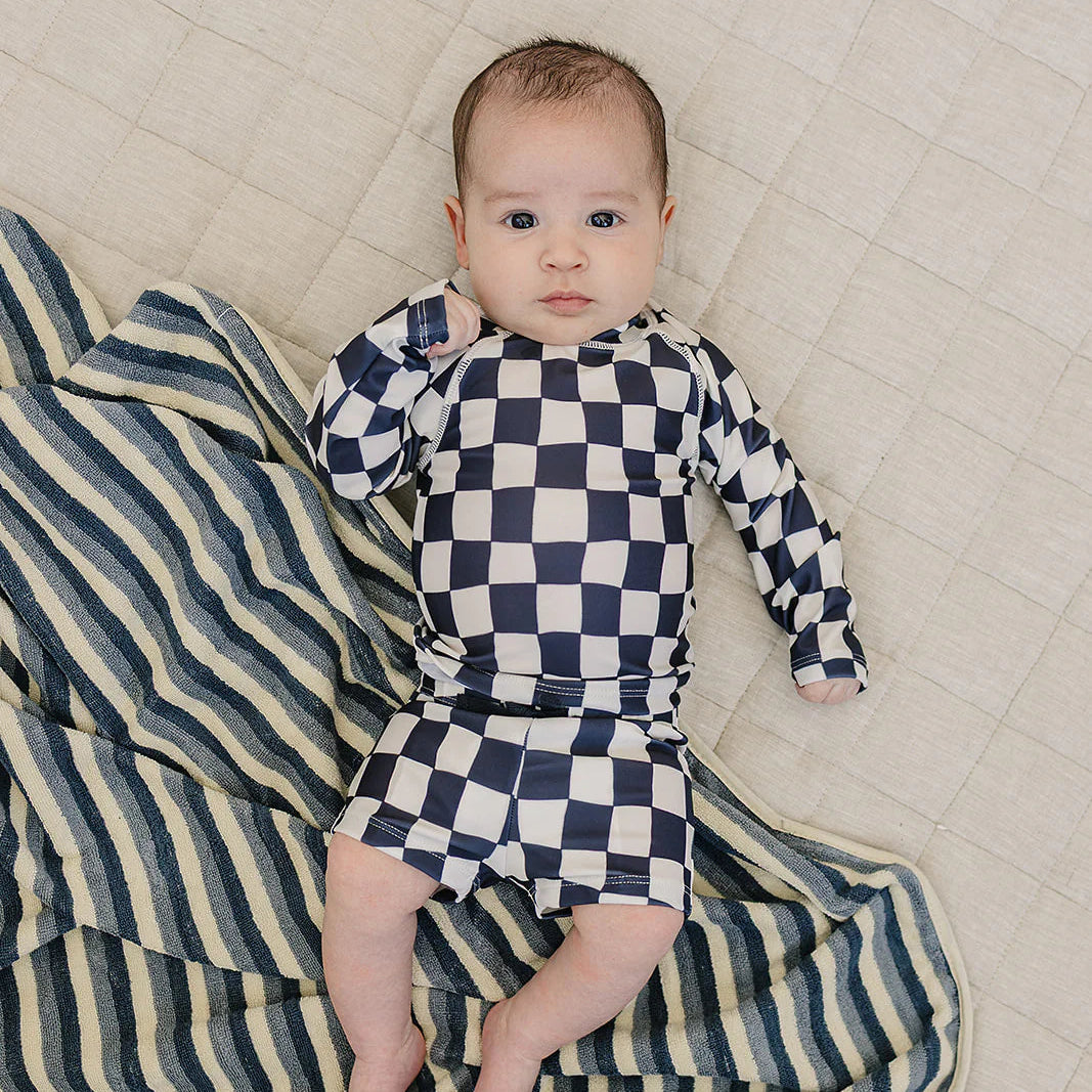 Mebie Baby Long Sleeve Swimset - Wavy Checkered