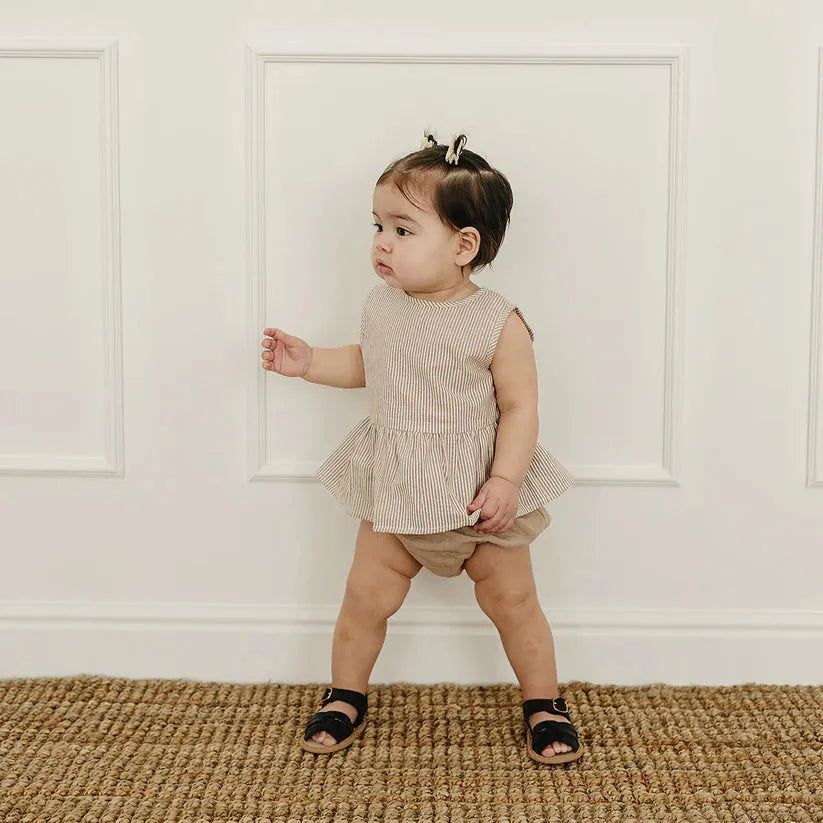 Mebie Baby Tan Stripes Peplum Set