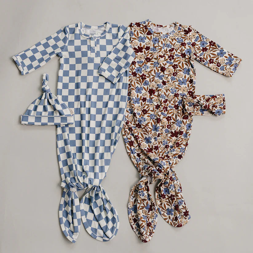 Mebie Baby Ribbed Bamboo Knot Gown