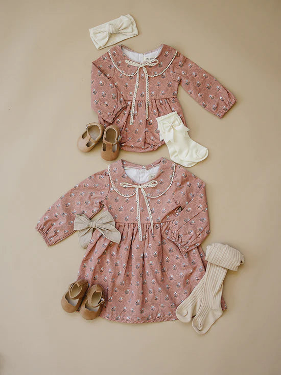 Mebie Baby Vintage Pink Floral Bubble Romper