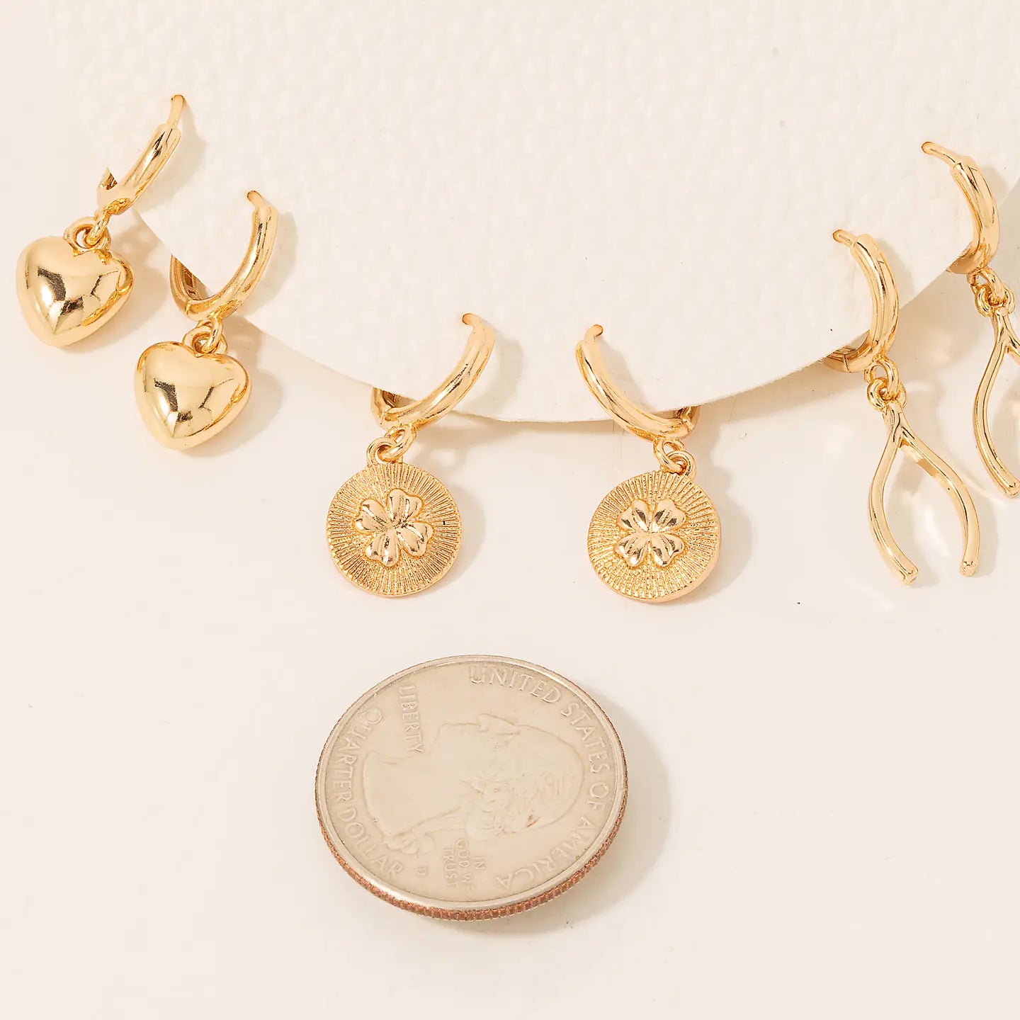 Fame Mixed Metallic Stud Earrings Charms Set