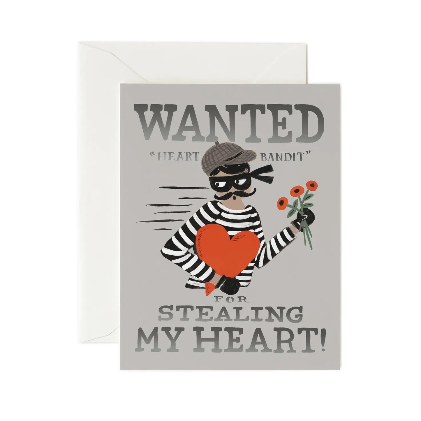 Rifle Paper Co Heart Bandit Silver Valentine's Day Card