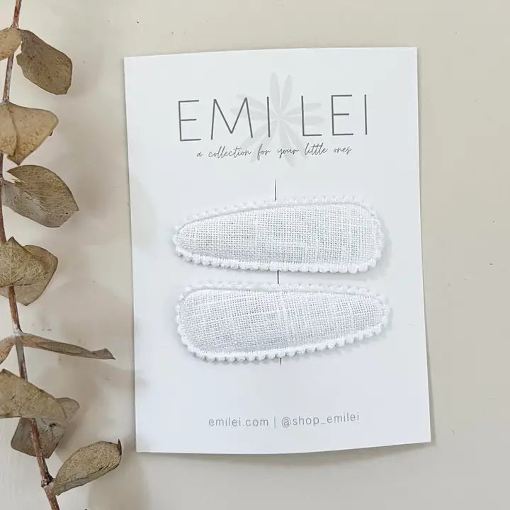 Emi Lei Fabric Hair Clip Snap Barrettes - Set of 2