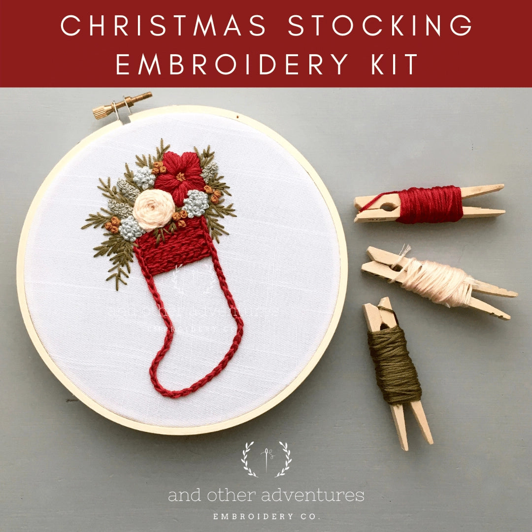 And Other Adventures Embroidery Co Embroidery Kit - Red Christmas Stocking