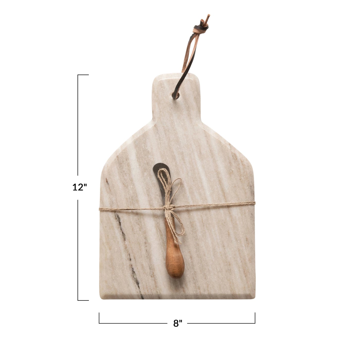 Creative Co-op Marble Cheese Cutting Board with Canape Knife