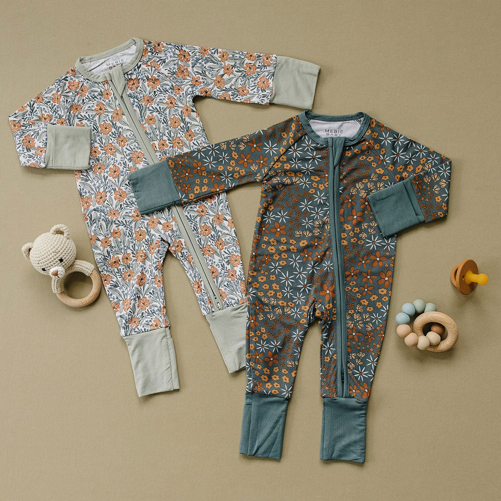 Mebie Baby Bamboo Zipper - Dainty Meadow and Mebie Baby Bamboo Zipper - Navy Floral