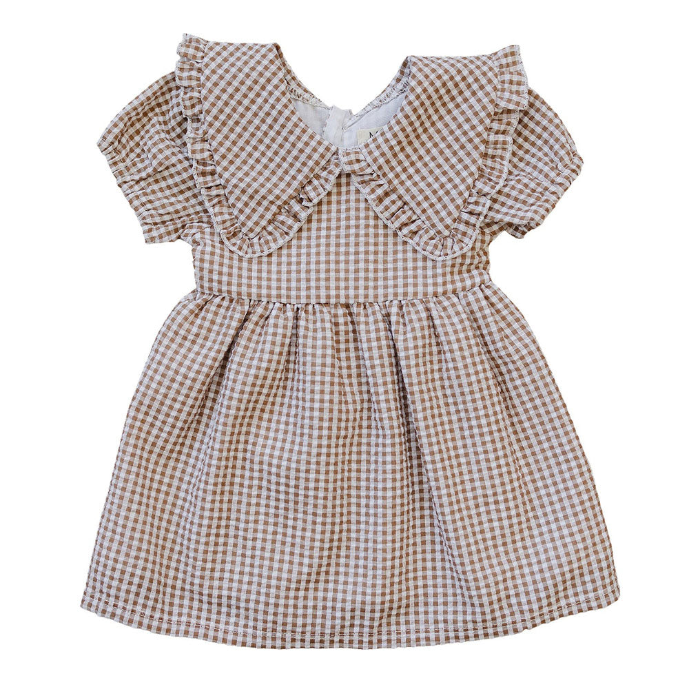 brown gingham dress baby HONEY FIELD GINGHAM SET / BROWN Halite Minis