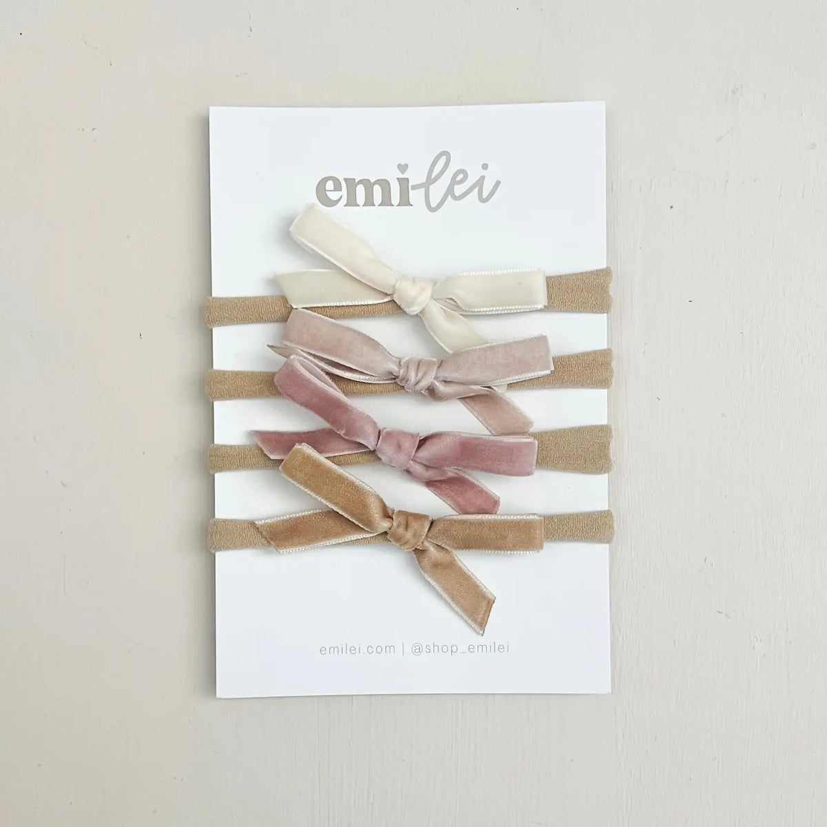 Emi Lei Velvet Hair Bow Headbands - Set of 4