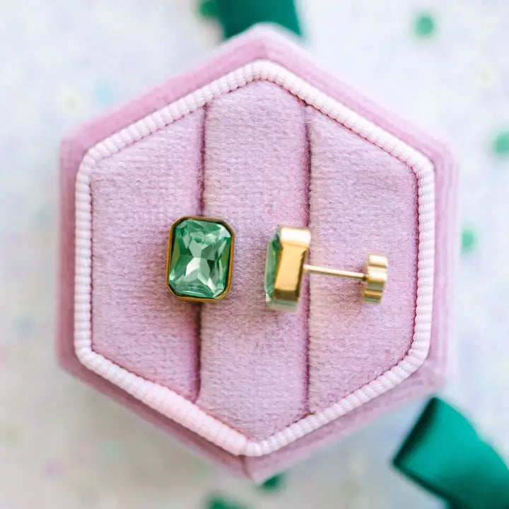 Pierced Co Emerald Gem Earrings