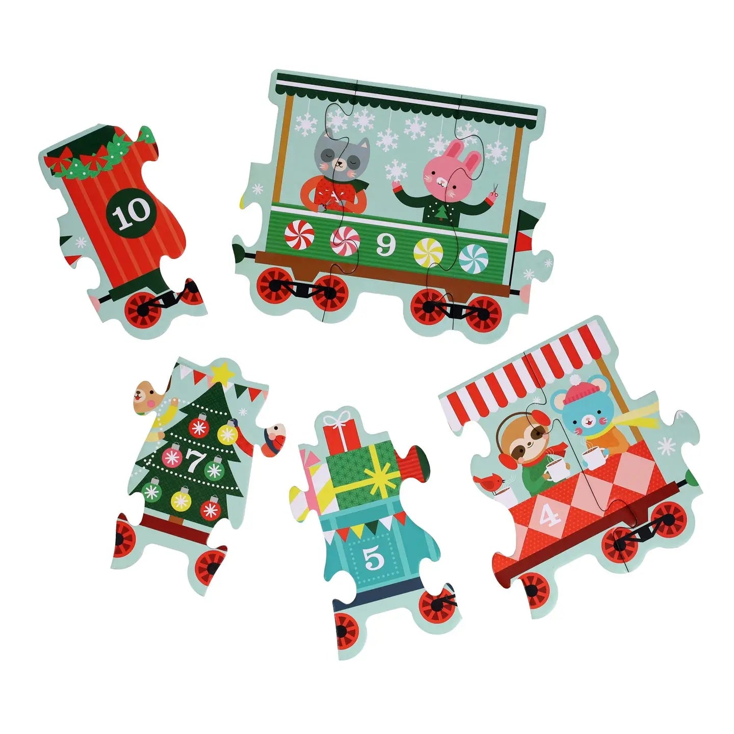 Chronicle Books Christmas Train Shaped Floor Puzzle