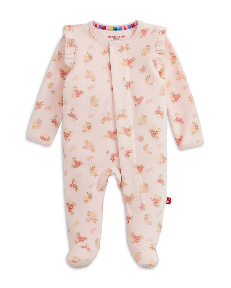 Magnetic Me Floral Girls Velour Footie