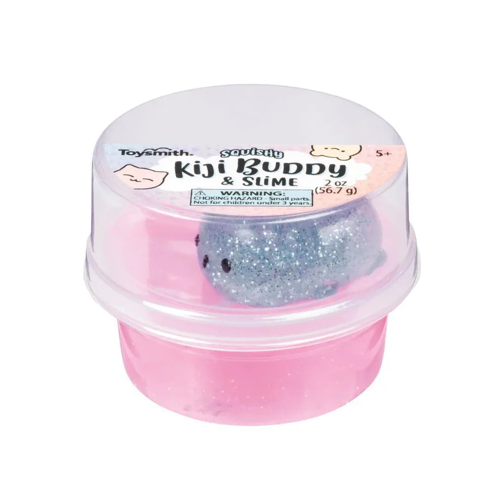 Toysmith Squishy Kiji Buddy and Slime Kit - Light Blue Bear with Pink Slime