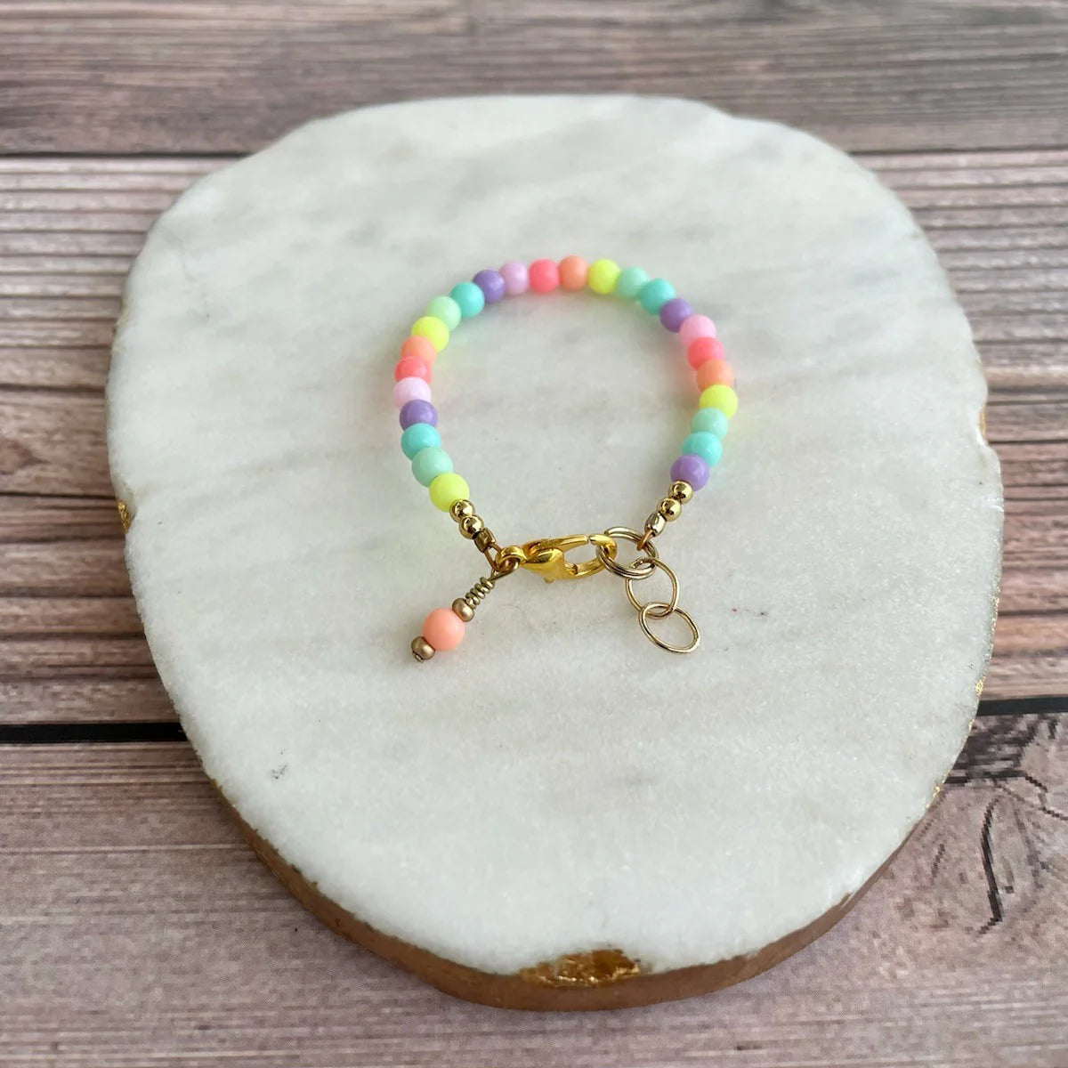 Quill and Goose 14K Gold Filled Bracelet - Round Neon Rainbow