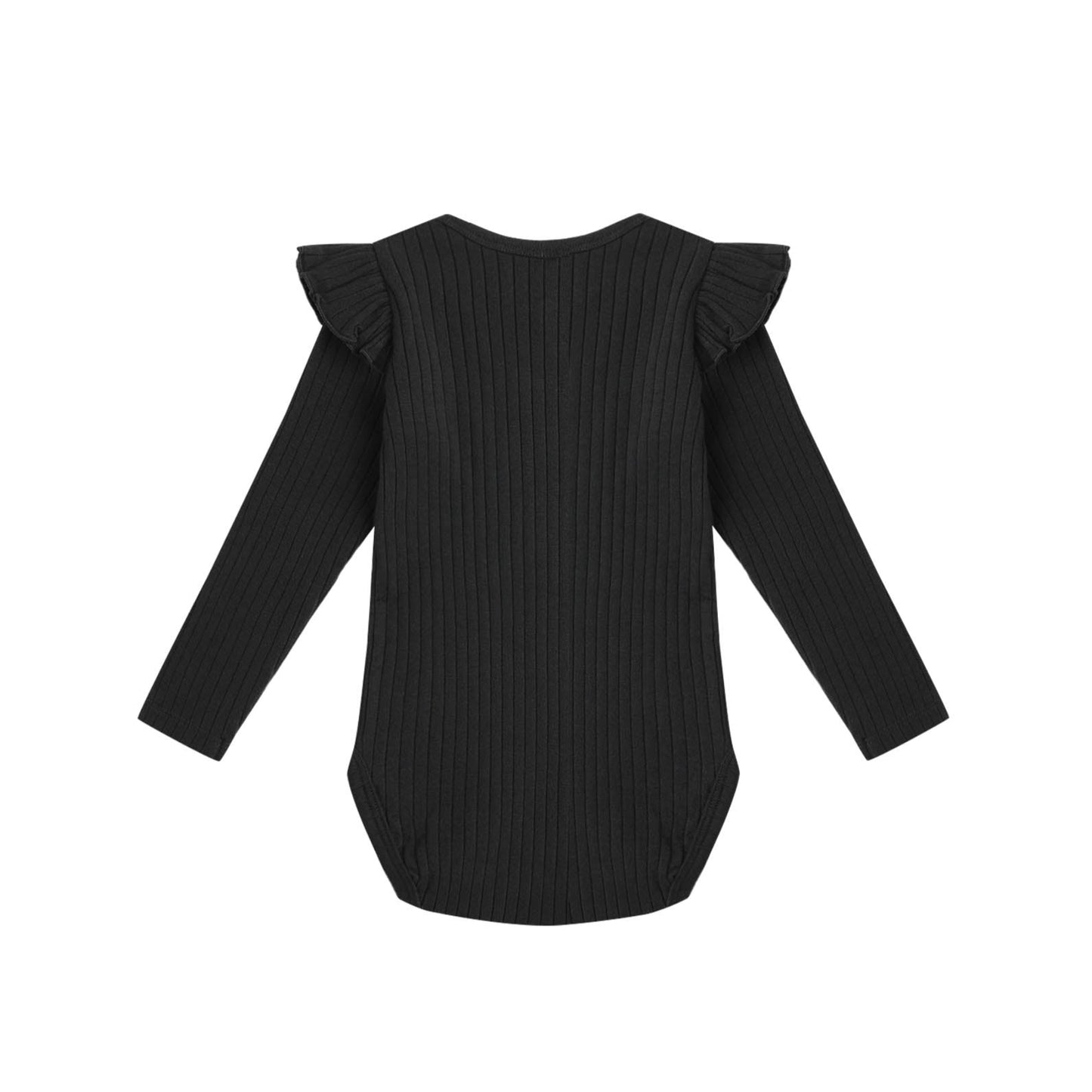 Rylee and Cru Shoulder Ruffle Bodysuit - Black