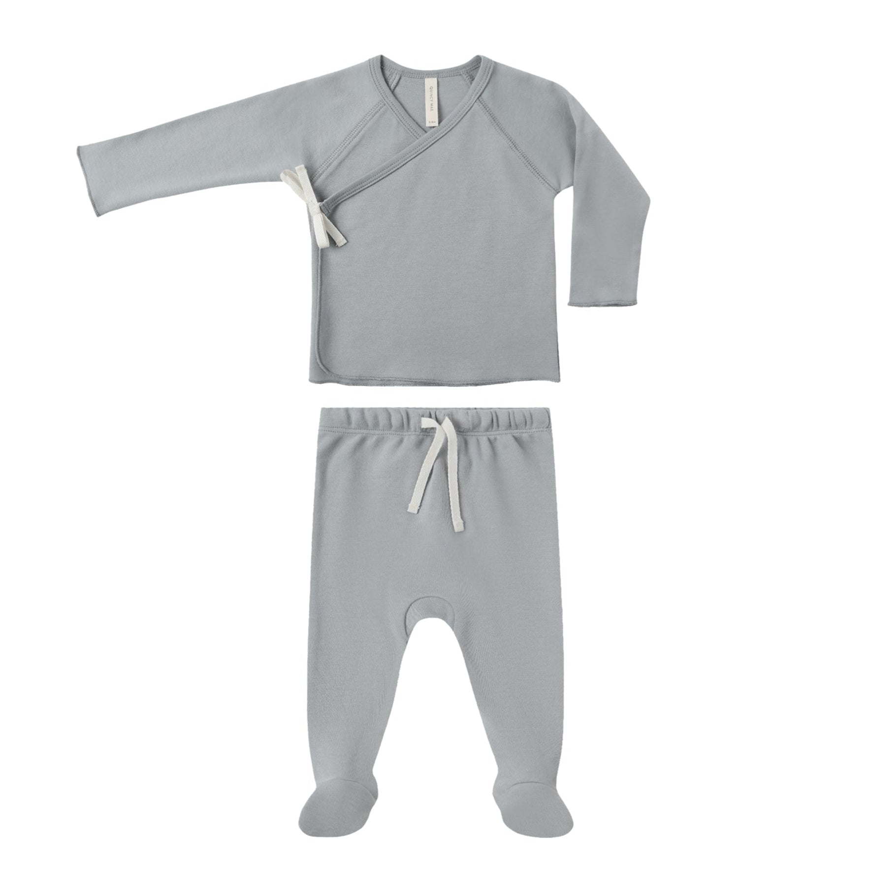 Quincy Mae Wrap Top and Footed Pant Set in Ivory main image 0