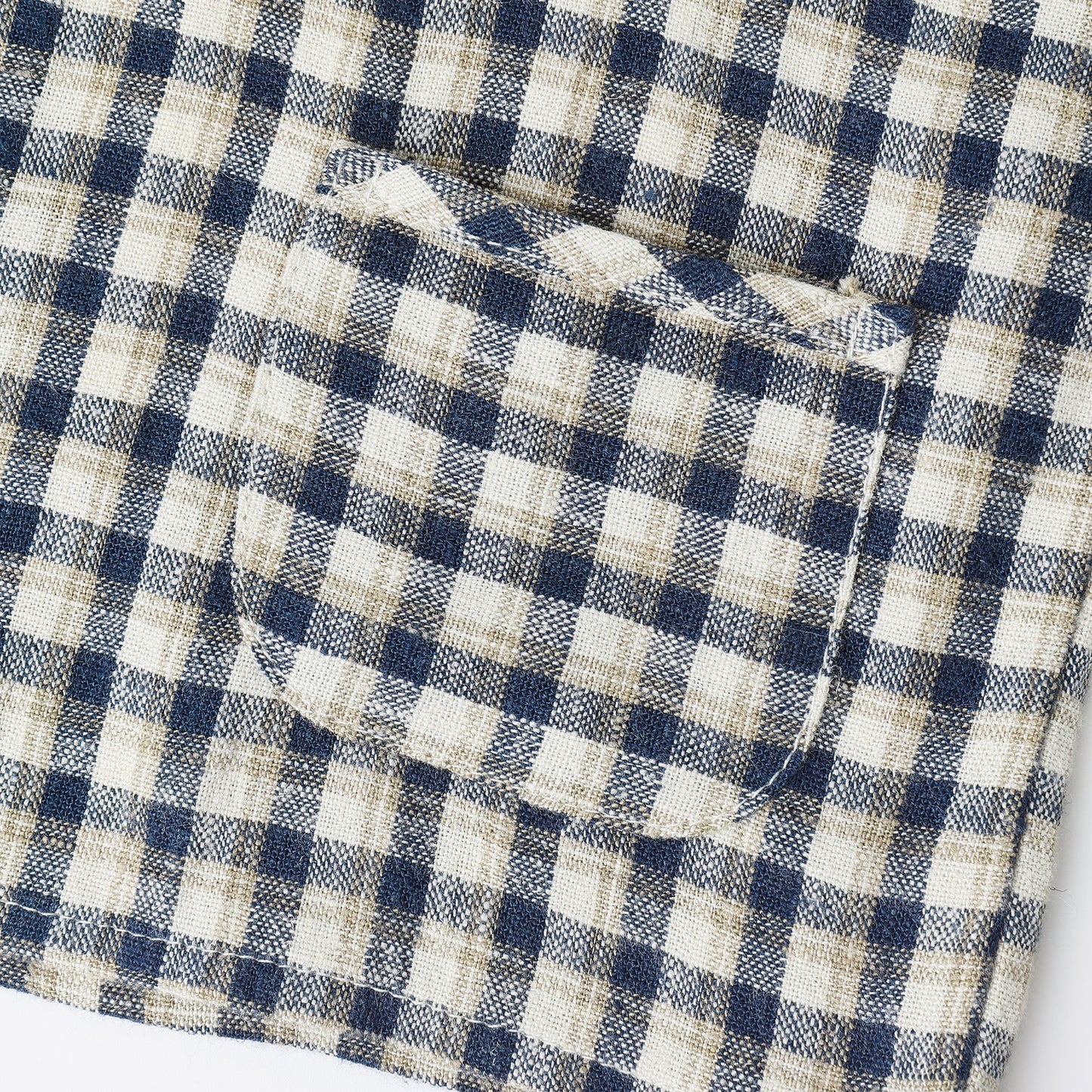 Rylee and Cru Woven Henley Tee - Navy Check