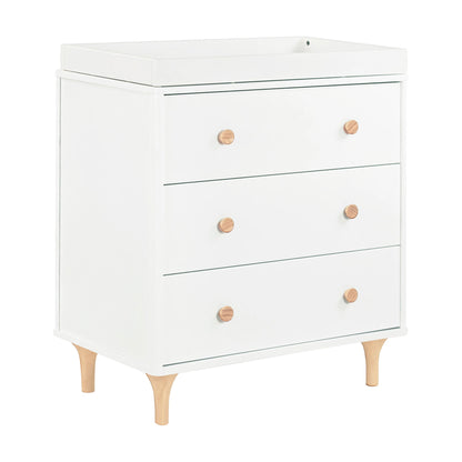 Babyletto Lolly 3-Drawer Changer Dresser with Removable Changing Tray - White/Natural