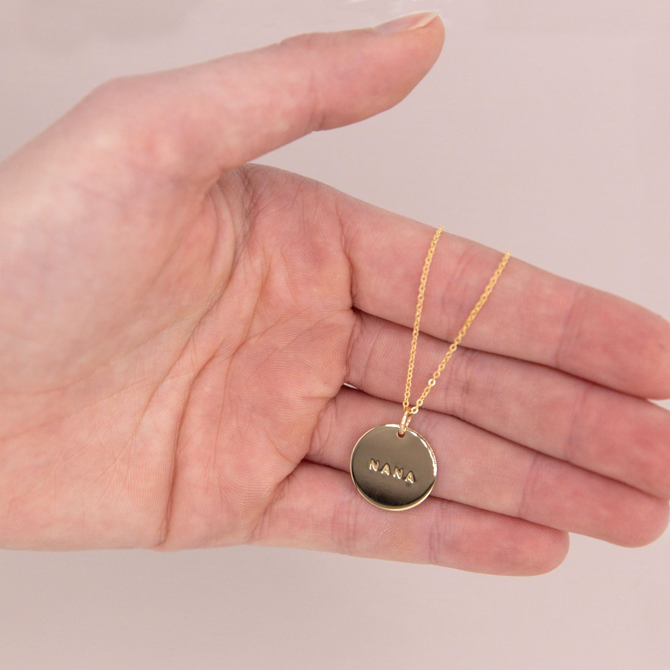 Made by Mary Gold Filled Nana 5/8" Disc Necklace