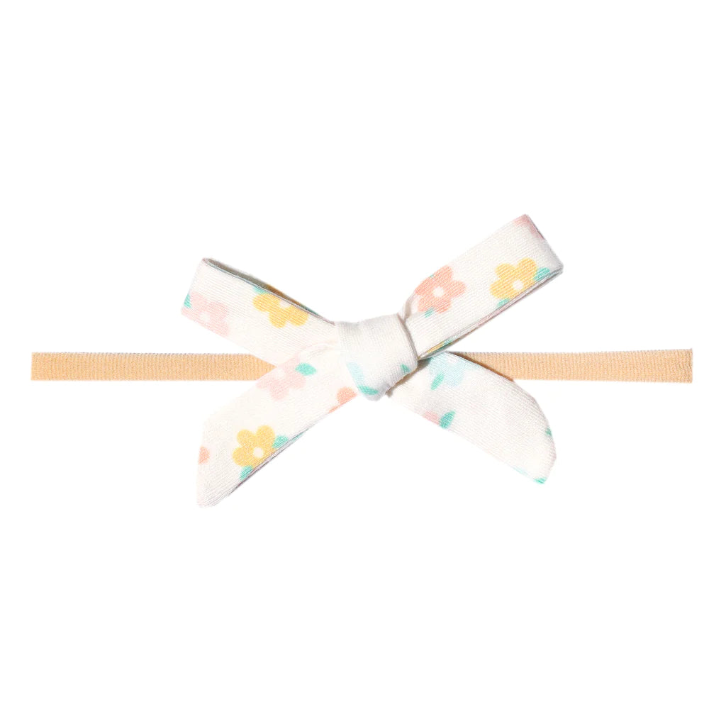 Copper Pearl Ribbon Nylon Bow Headband - Daisy