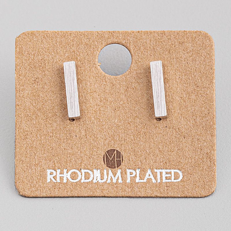 Fame Dainty Bar Stud Earrings - Silver