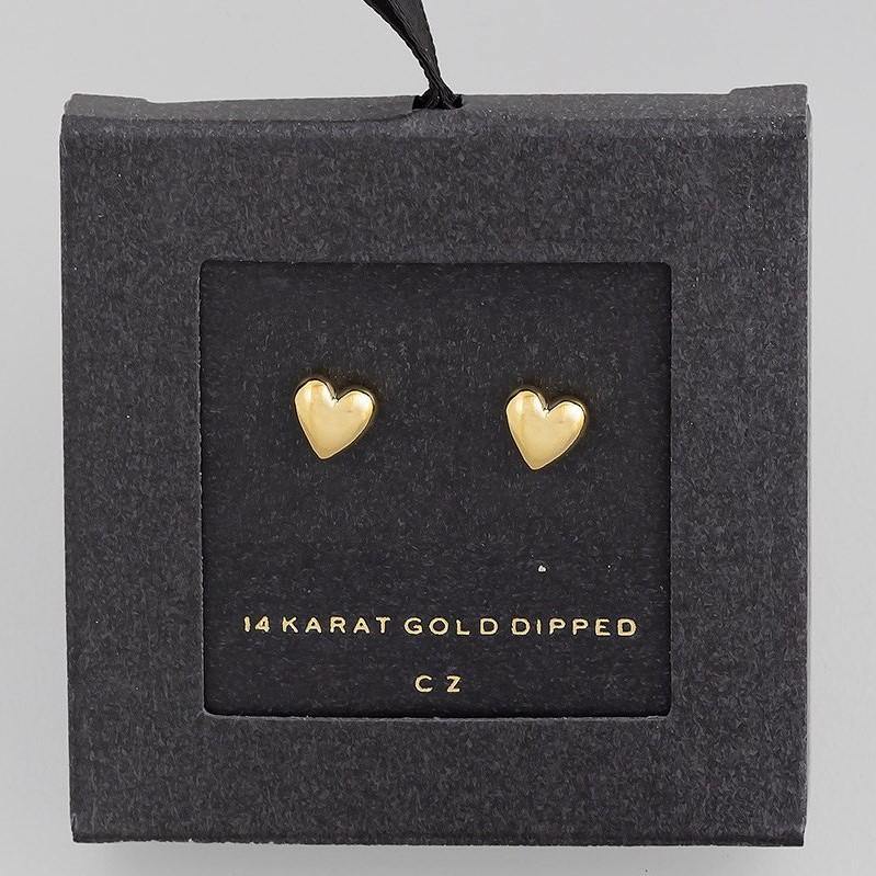 Fame Secret Box Mini Heart Post Stud Earrings - Gold