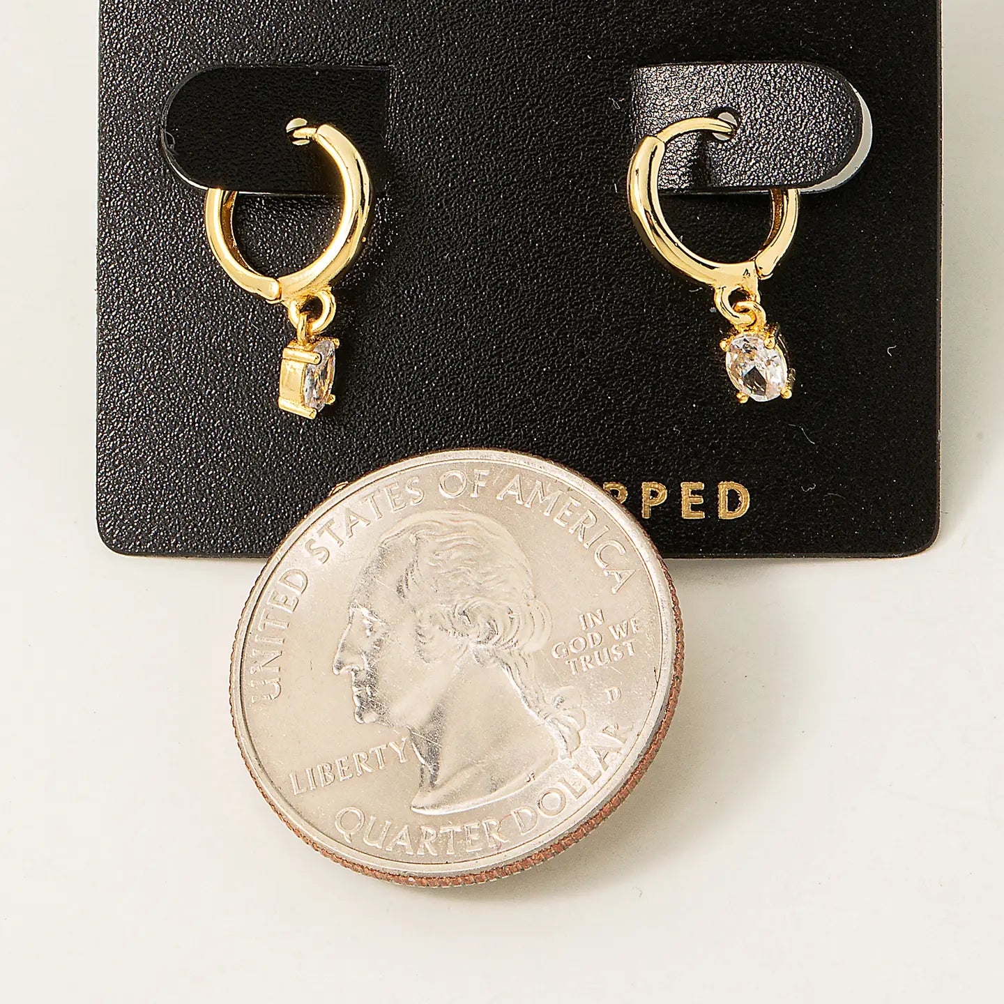 Fame Gold Dipped Mini Rhinestone Huggie Earrings