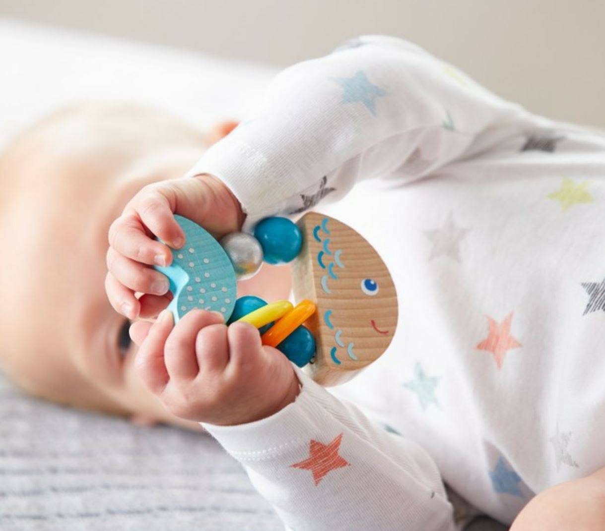HABA USA Rattlefish Wooden Baby Rattle