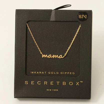 Fame Secret Box Dipped Dainty Mama Pendant Necklace - 16.5" + 2"