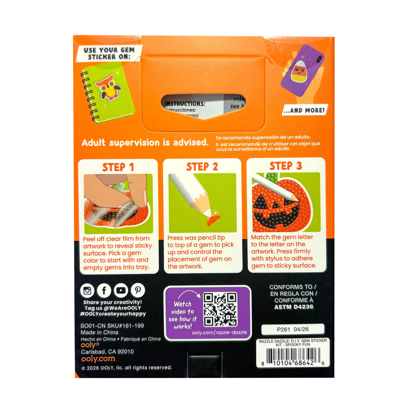 OOLY Mini Razzle Dazzle Diy Gem Sticker Kit - Spooky Fun