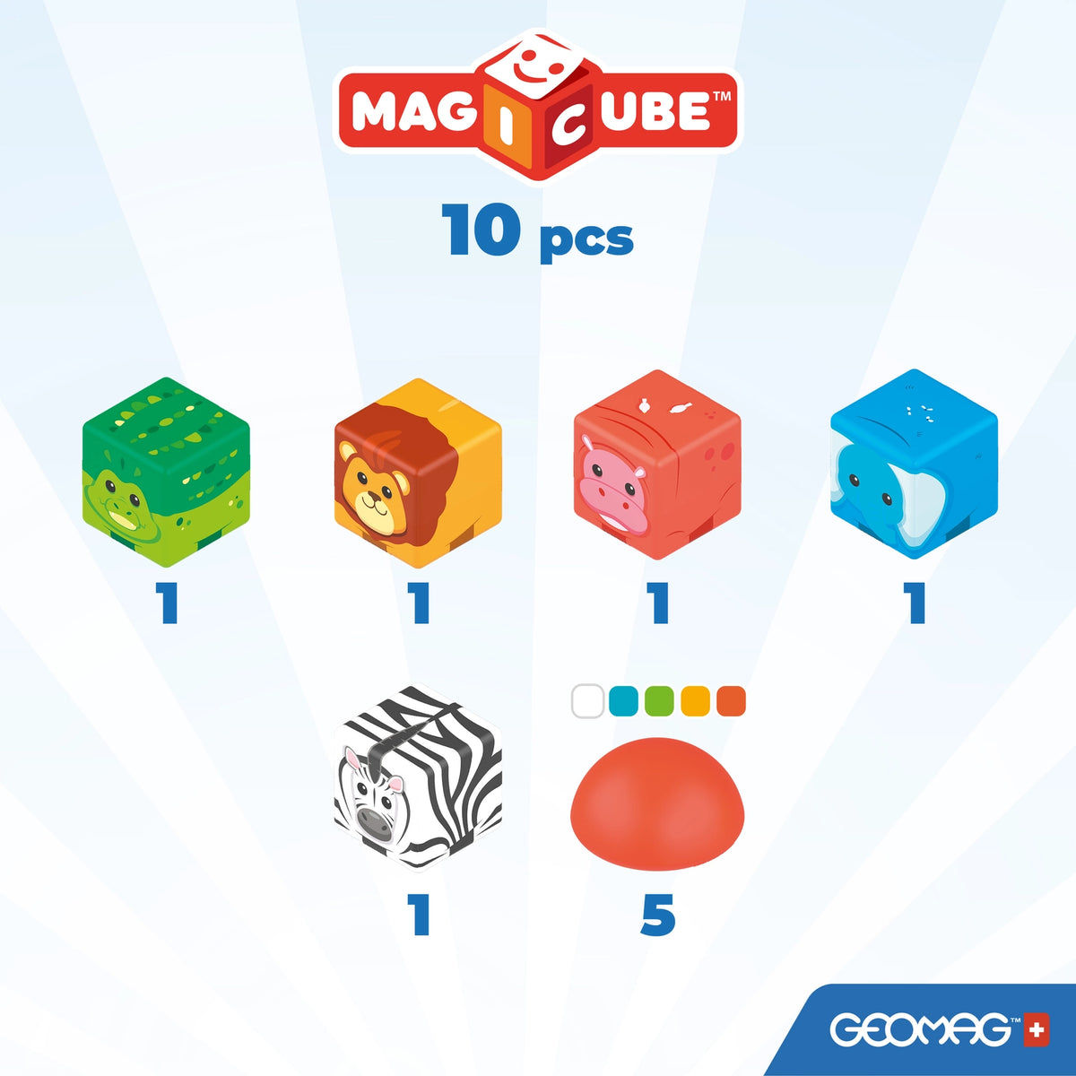GEOMAGWORLD USA Geomag™ Magicube Safari Stacking – 10 Piece Magnetic Blocks