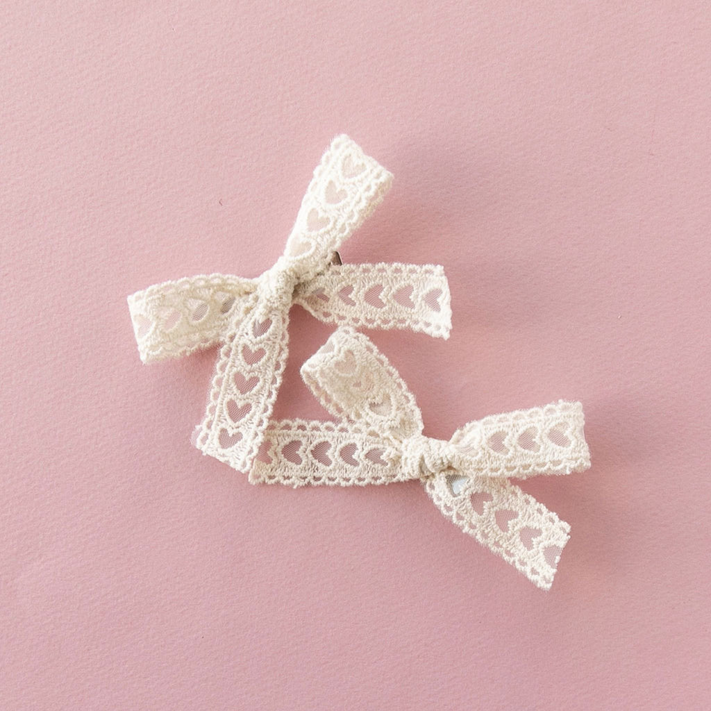 Modern Piggy Seasonal Pigtail Set Ribbon Bow - Alligator Clip - Romantic