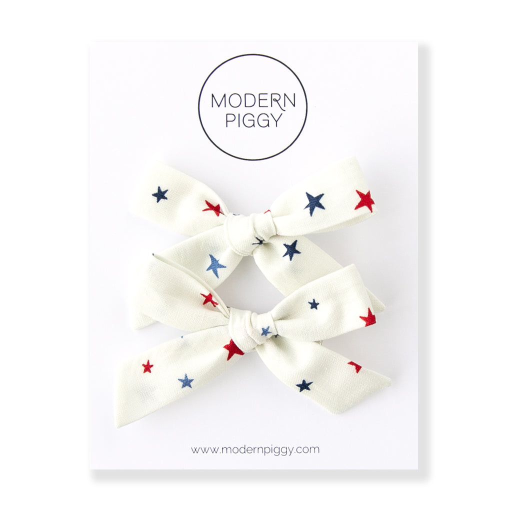 Modern Piggy Pigtail Set Hand-Tied Bow - Alligator Clip - U.S.A.