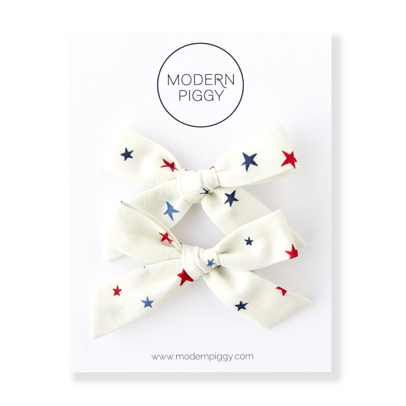 Modern Piggy Pigtail Set Hand-Tied Bow - Alligator Clip - U.S.A.