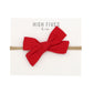 High Fives Patterened Linen Bow Nylon Headband - Red