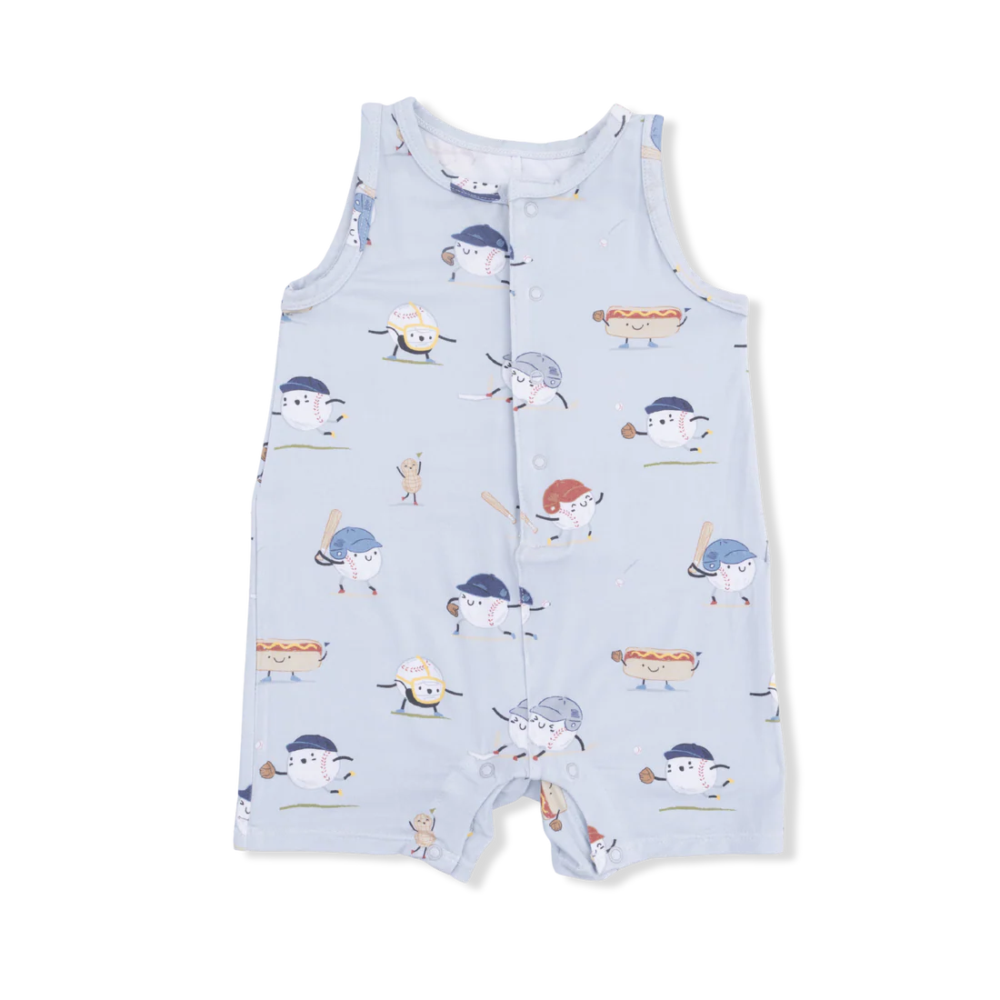 Angel Dear Sleeveless Shortie Romper - Baseballs Playing Baseball