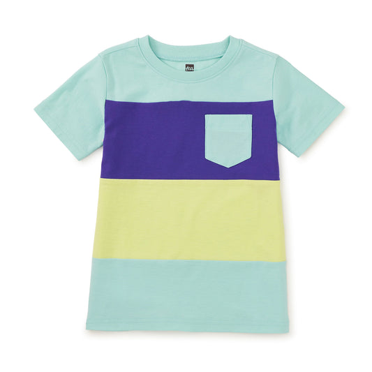 Tea Collection Colorblock Pocket Tee - Canal Blue
