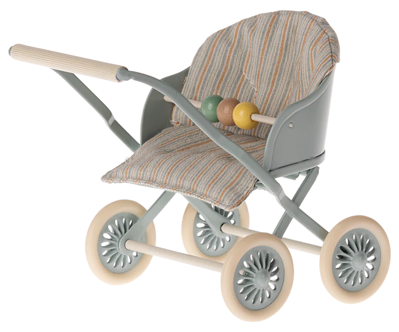 Maileg Mouse Baby Stroller - Blue