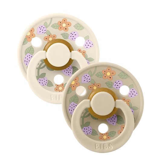 BIBS LIBERTY Colour 2-Pack Pacifier Set - Strawberries & Cream - Ivory Mix