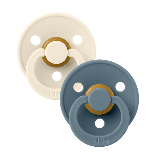 BIBS Colour 2-Pack Pacifier Set - Ivory / Petrol