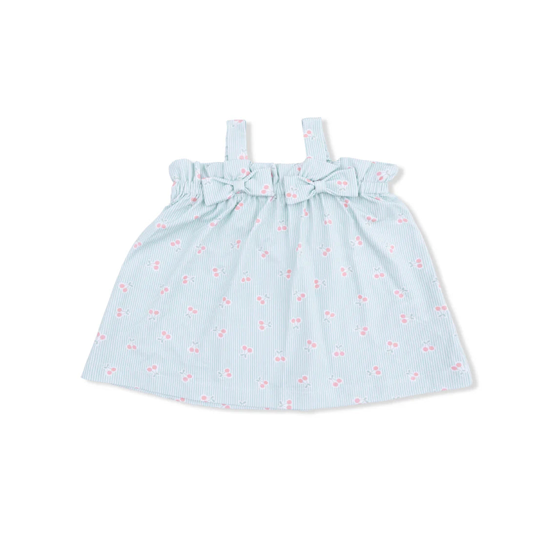 Angel Dear Top With Bows And Ruffle Leg Bloomer - Tiny Cherry Stripe