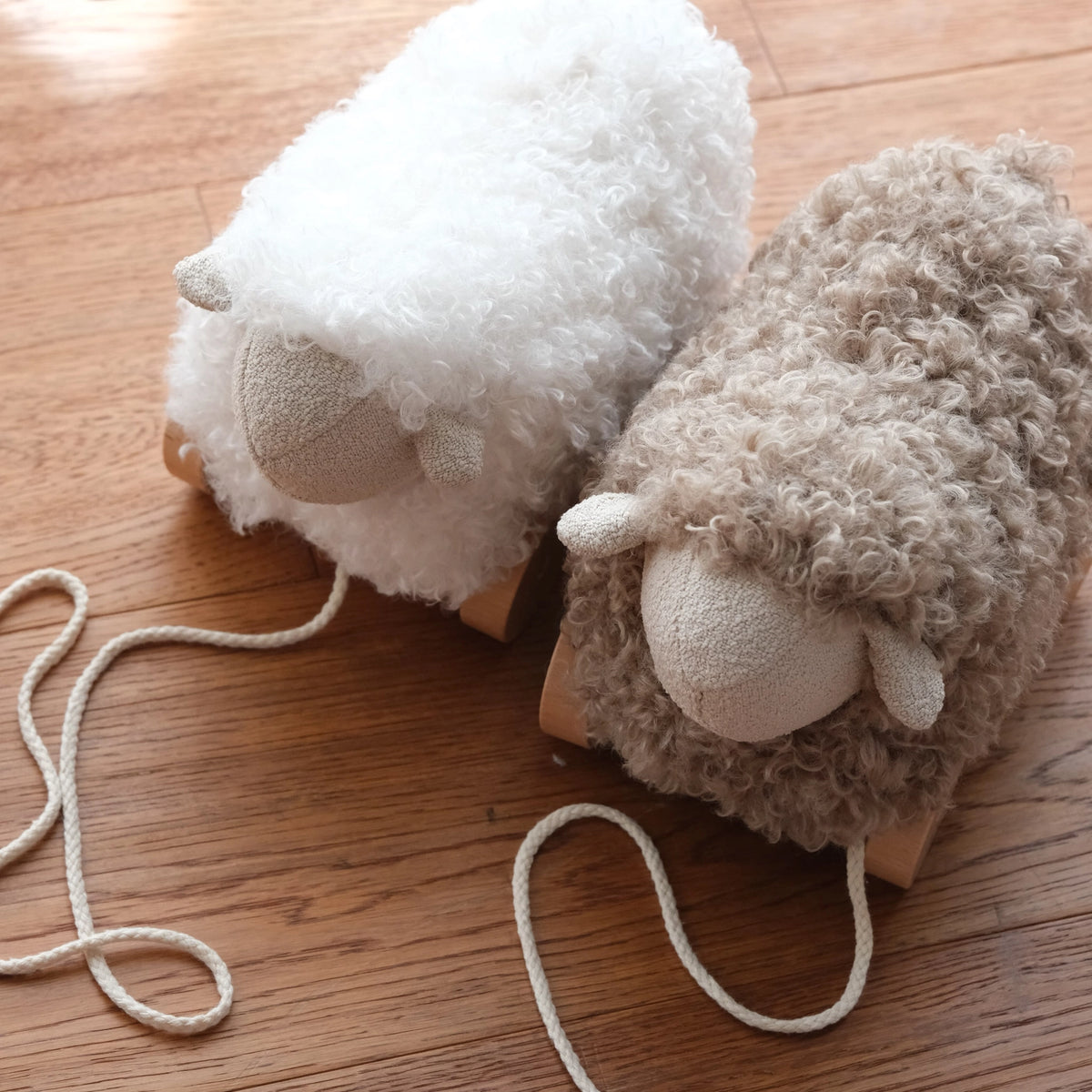 Little Lamb Kind Button Pull-Along Sheep - Taupe