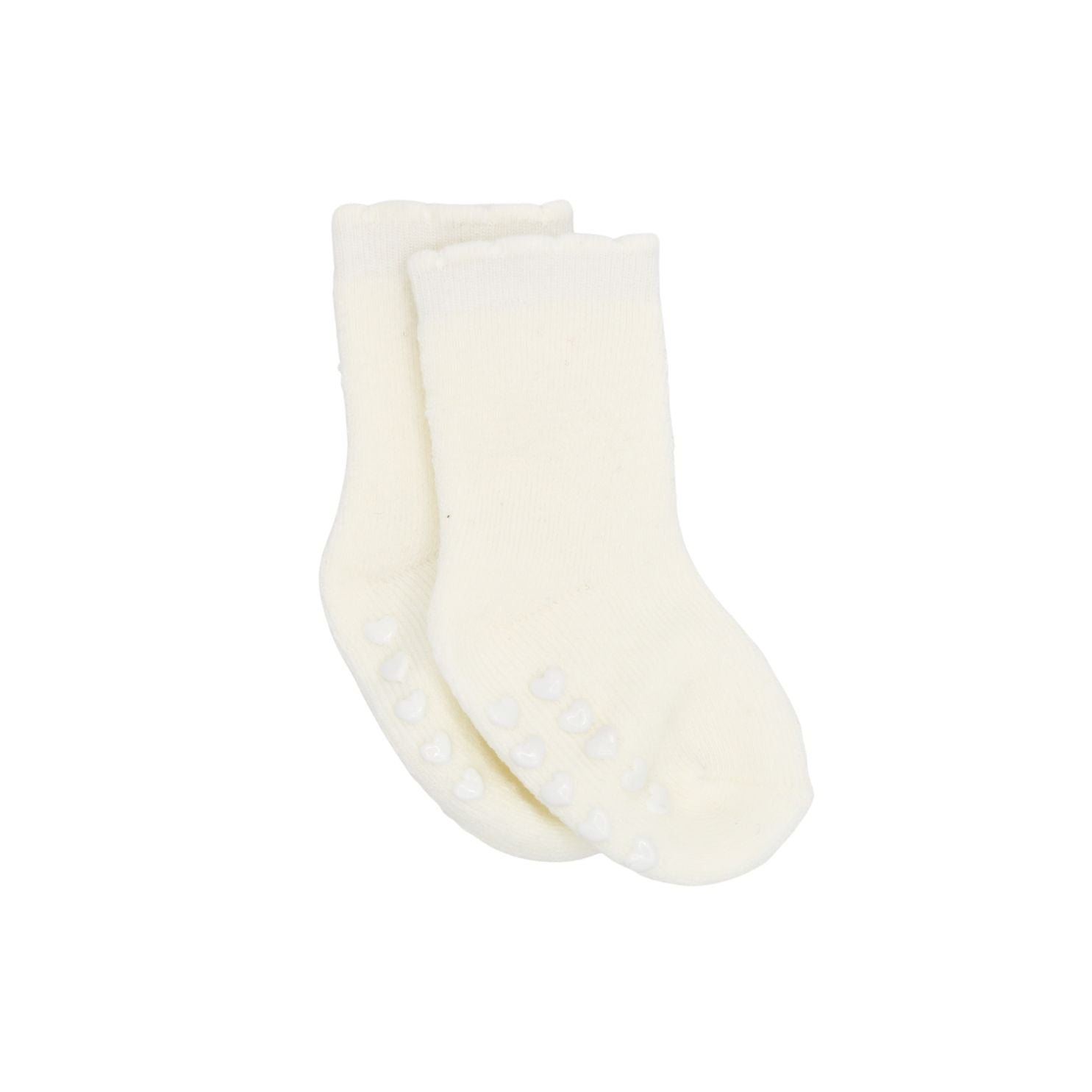 The Baby Cubby Scalloped Heart Grip Socks - White