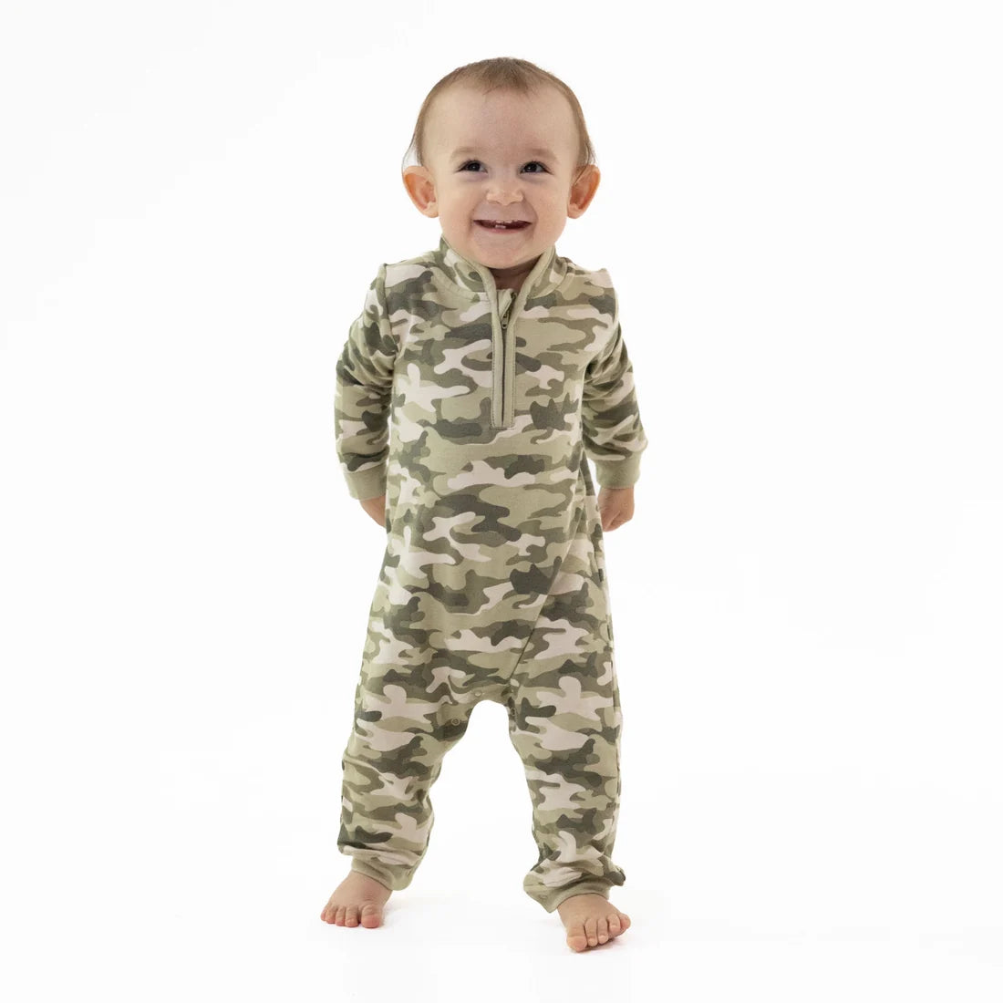 Angel Dear Camo French Terry - Zip Neck Romper