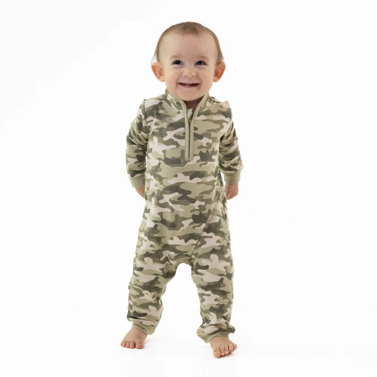 Angel Dear Camo French Terry - Zip Neck Romper