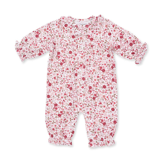 Angel Dear Serene Floral - Long Sleeve Ruffle Collar Romper