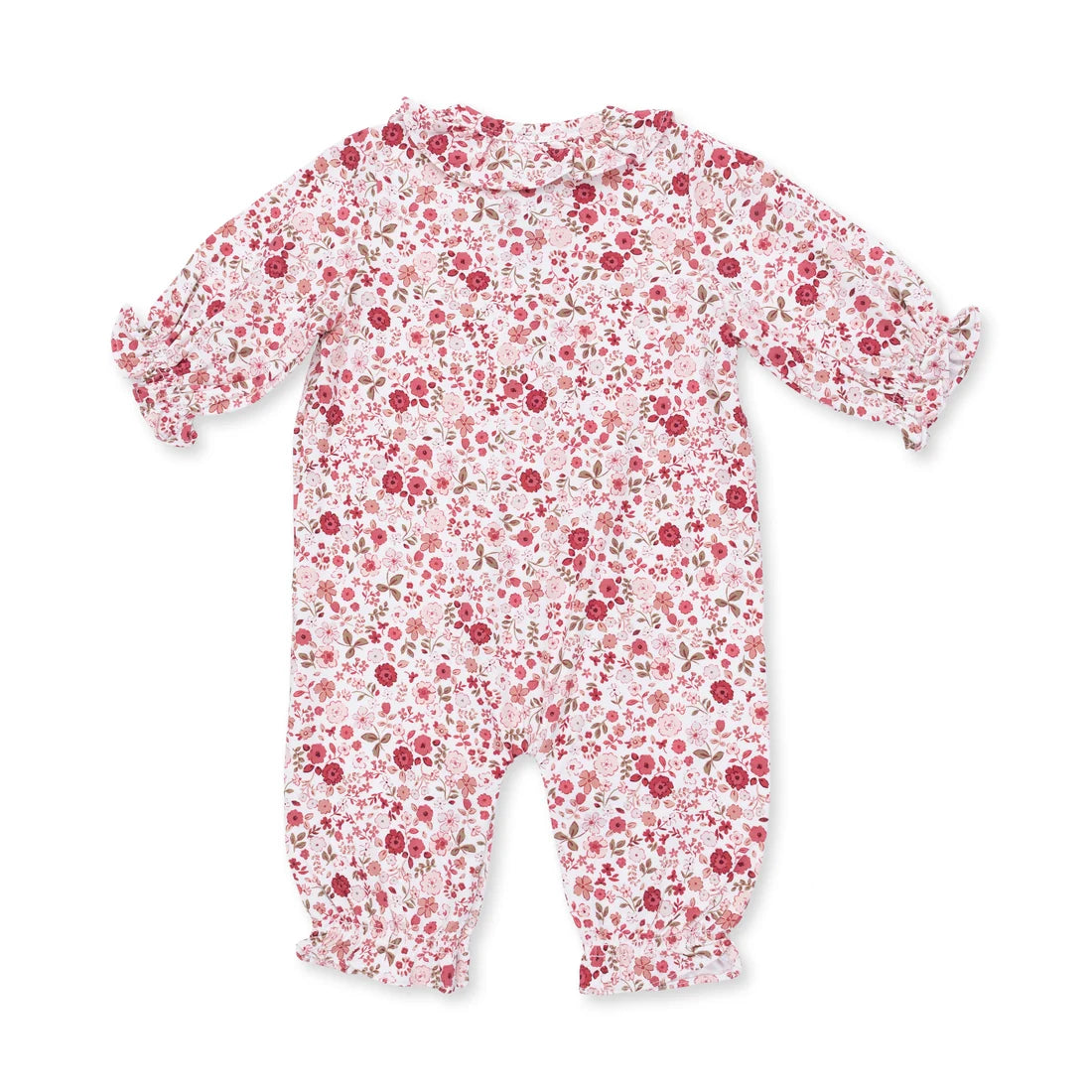Angel Dear Serene Floral - Long Sleeve Ruffle Collar Romper