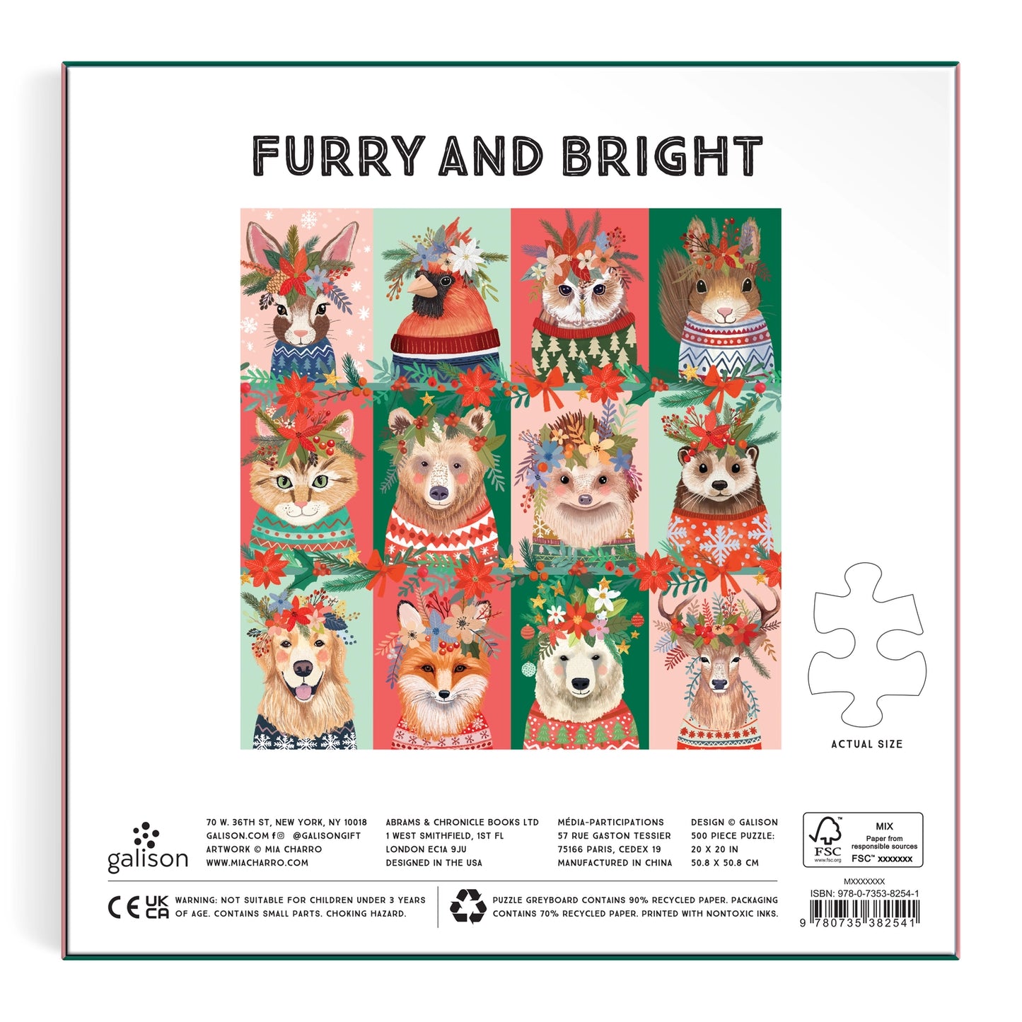 Chronicle Books Furry and Bright 500 Piece Puzzle