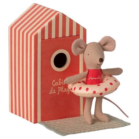 Maileg Beach Mice - Little Sister In Cabin De Plage