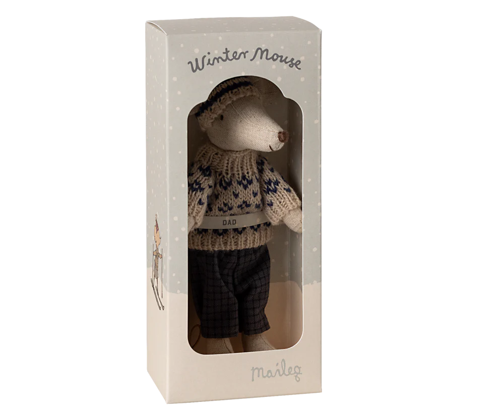 Maileg Dad Winter Mouse with Ski Set
